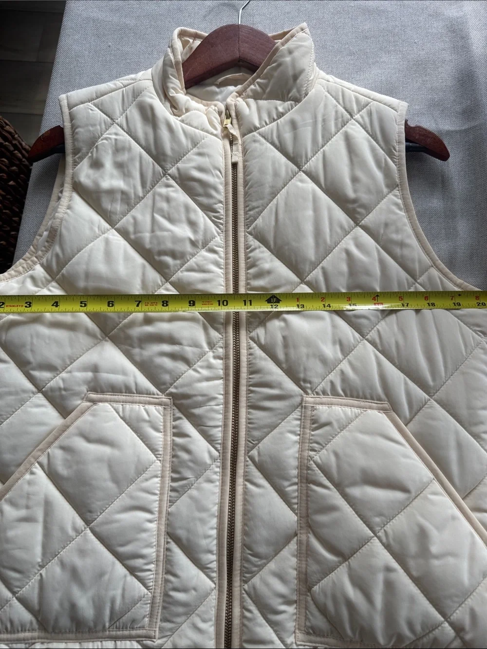 J. Crew Quilted Cream Puffer Vest